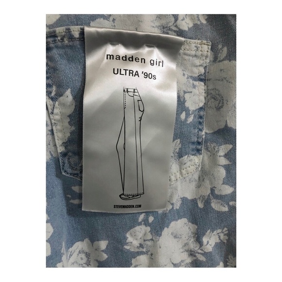 Madden Girl‎ blue white floral ultra 90’s straight cut jeans size 9 brand new - Picture 7 of 13
